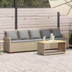 Canapé de jardin avec coussins 5 places beige résine tressée alsavelo