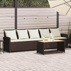 Canapé de jardin avec coussins 5 places brun résine tressée alsavelo