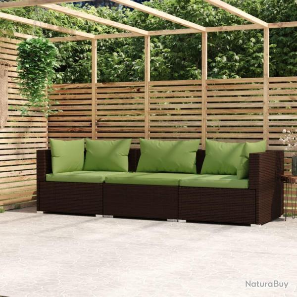 Canap 3 places avec coussins Marron Rsine tresse alsavelo