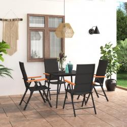 Ensemble à manger de jardin 5 pcs noir et marron alsavelo