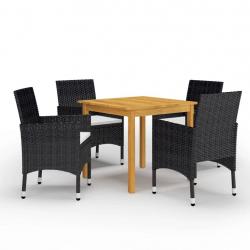 Ensemble à manger de jardin 5 pcs Noir alsavelo