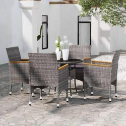 Ensemble à manger de jardin 5 pcs Résine tressée Gris alsavelo