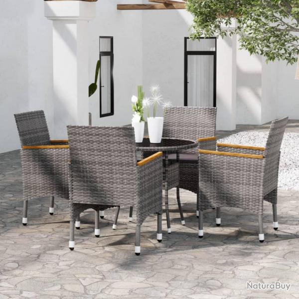 Ensemble  manger de jardin 5 pcs Rsine tresse Gris alsavelo