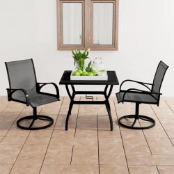 Ensemble à manger de jardin 3 pcs textilène et acier alsavelo