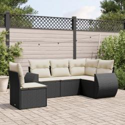 Salon de jardin 5 pcs avec coussins noir résine tressée alsavelo