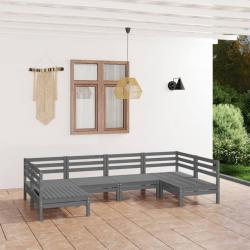 Salon de jardin 6 pcs Gris Bois de pin massif alsavelo