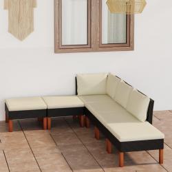 Salon de jardin 6 pcs avec coussins Résine tressée Noir alsavelo