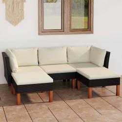 Salon de jardin 5 pcs avec coussins Résine tressée Noir alsavelo