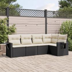Salon de jardin 5 pcs avec coussins noir résine tressée alsavelo