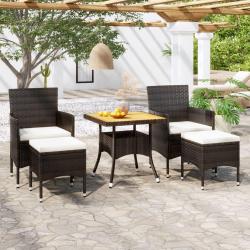 Ensemble à manger de jardin 5 pcs Résine tressée et acacia Noir alsavelo