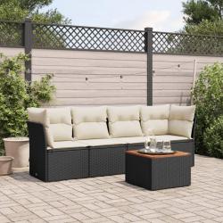 Salon de jardin 5 pcs avec coussins noir résine tressée alsavelo
