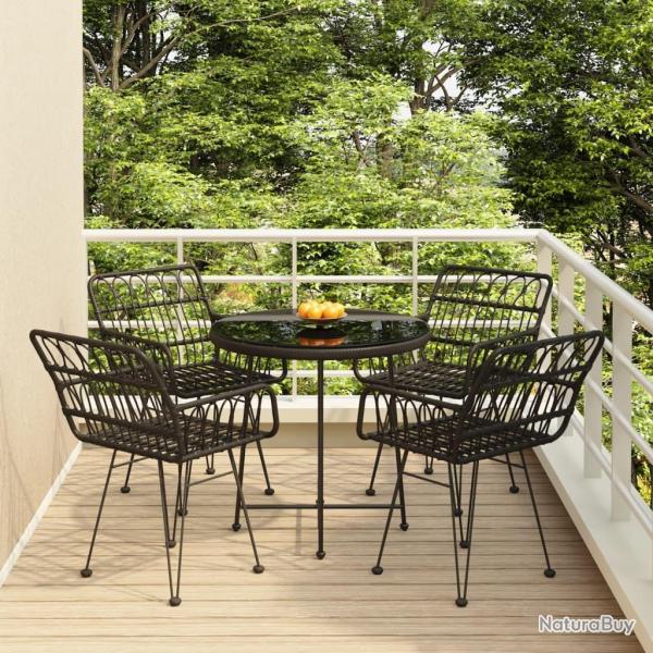 Ensemble  manger de jardin 5 pcs Noir Rsine tresse alsavelo