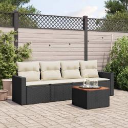 Salon de jardin 5 pcs avec coussins noir résine tressée alsavelo