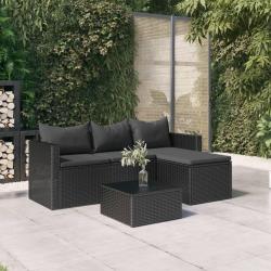 Salon de jardin Noir Résine tressée alsavelo