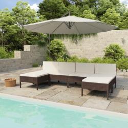 Salon de jardin 6 pcs avec coussins Résine tressée Marron alsavelo