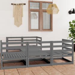 Salon de jardin 6 pcs Gris Bois de pin massif alsavelo