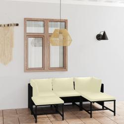 Salon de jardin 5 pcs avec coussins Résine tressée Noir alsavelo