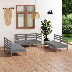 Salon de jardin 6 pcs Gris Bois de pin massif alsavelo