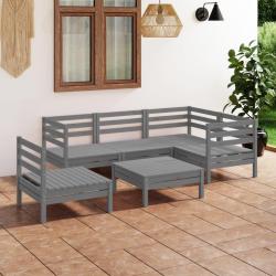 Salon de jardin 6 pcs Bois de pin massif Gris alsavelo