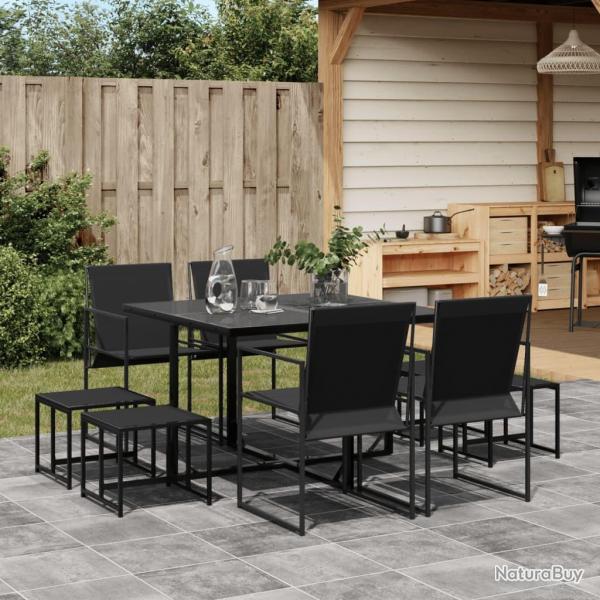 Ensemble  manger de jardin 9 pcs noir textilne alsavelo