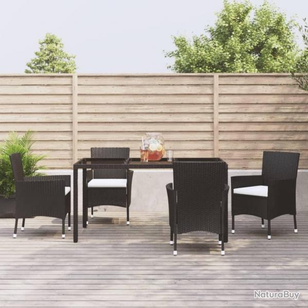 Ensemble  manger de jardin coussins 5pcs Noir Rsine tresse alsavelo