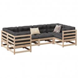 Salon de jardin 6 pcs bois de pin massif alsavelo