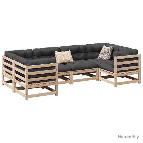 Salon de jardin 6 pcs bois de pin massif alsavelo