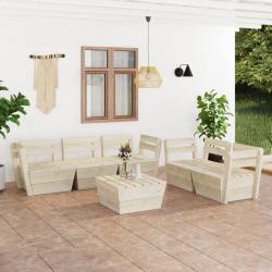 Salon de jardin palette 6 pcs Bois d'épicéa imprégné alsavelo