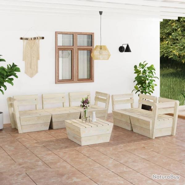 Salon de jardin palette 6 pcs Bois d'pica imprgn alsavelo