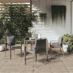 Ensemble à manger de jardin 5 pcs coussins gris résine tressée alsavelo