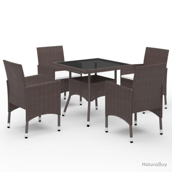 Ensemble  manger de jardin 5pcs Marron Rsine tresse et verre alsavelo
