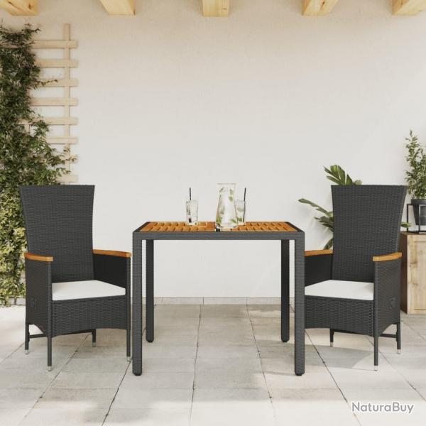Ensemble  manger de jardin avec coussins 3 pcs Noir alsavelo
