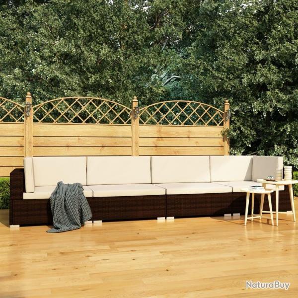 Salon de jardin 4 pcs avec coussins rsine tresse marron alsavelo