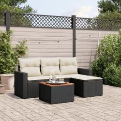 Salon de jardin 5 pcs avec coussins noir résine tressée alsavelo