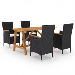Ensemble à manger de jardin 5 pcs Noir alsavelo