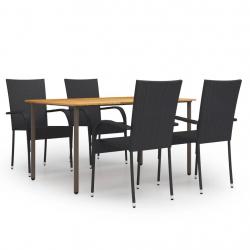 Ensemble à manger de jardin 5 pcs Résine tressée Noir alsavelo