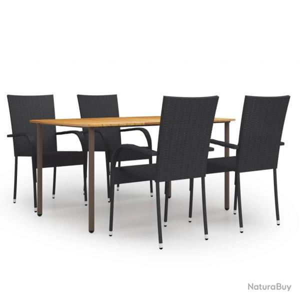 Ensemble  manger de jardin 5 pcs Rsine tresse Noir alsavelo