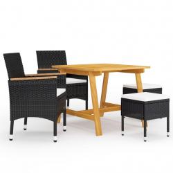 Ensemble à manger de jardin 5 pcs Noir alsavelo