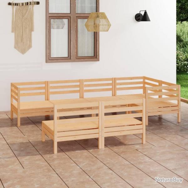 Salon de jardin 7 pcs Bois de pin massif alsavelo
