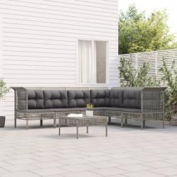 Salon de jardin 7 pcs avec coussins Gris Résine tressée alsavelo