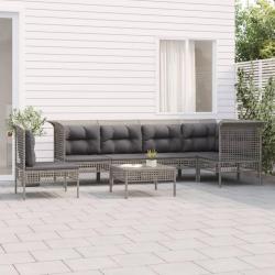 Salon de jardin 7 pcs avec coussins Gris Résine tressée alsavelo