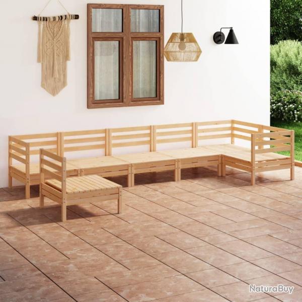 Salon de jardin 7 pcs Bois de pin massif alsavelo