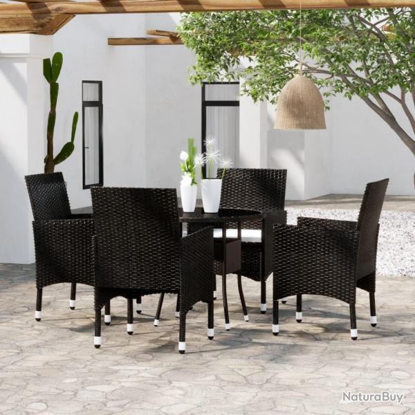 Ensemble  manger de jardin 5 pcs Rsine tresse Noir alsavelo