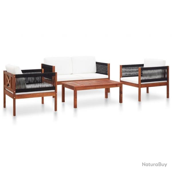 Salon de jardin 4 pcs Bois d'acacia solide alsavelo