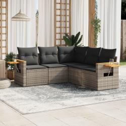 Salon de jardin 5 pcs avec coussins gris résine tressée alsavelo