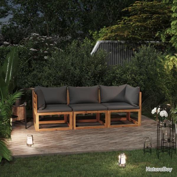 Canap de jardin  3 places avec coussin Bois d'acacia massif alsavelo
