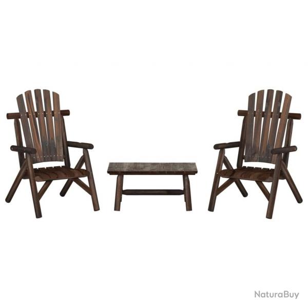 salon de jardin 3 pcs bois massif d'pica alsavelo