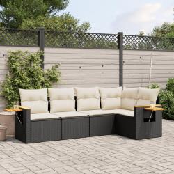 Salon de jardin 5 pcs avec coussins noir résine tressée alsavelo