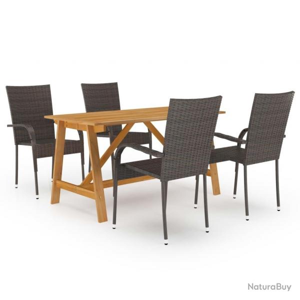 Ensemble  manger de jardin 5 pcs Marron alsavelo