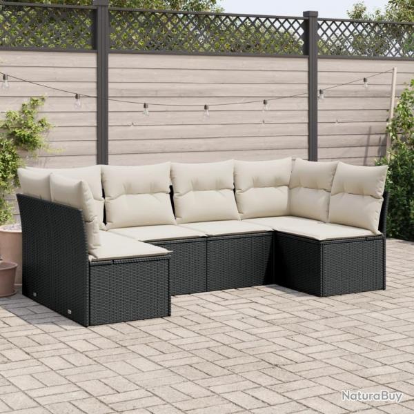 Salon de jardin 6 pcs avec coussins noir rsine tresse alsavelo
